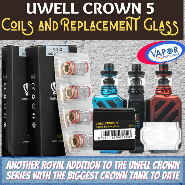 Uwell Crown V Kit Coils and Replacement Glass – Vapor and Company